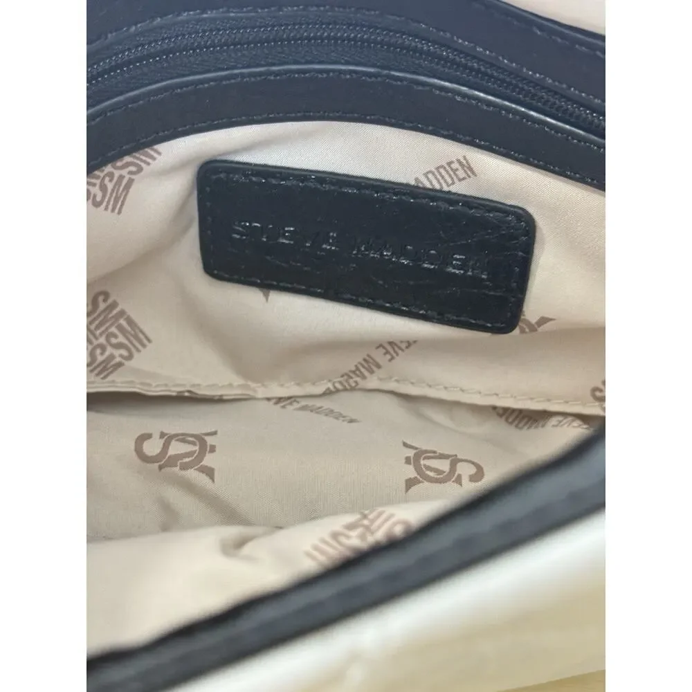 Steve Madden Women Bag Quilted Old Money Crossbody Black & White